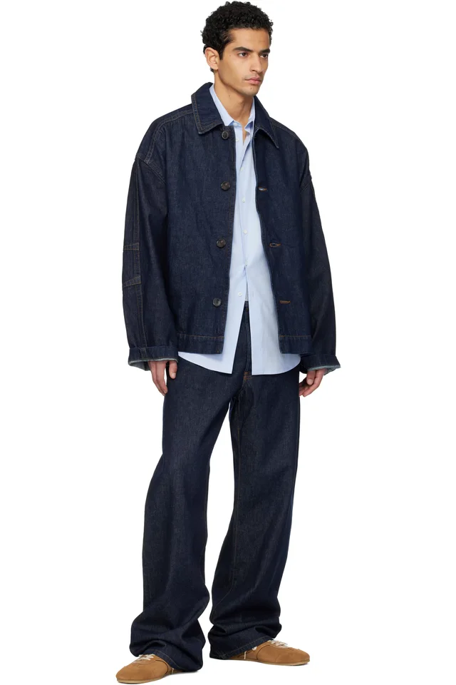 Dries Van Noten Navy Heavyweight Denim Jacket, photo 4 of 4 from SSENSE