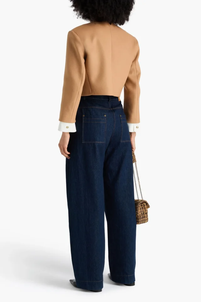 Sandro Cropped Wool-Blend Felt Jacket in Brown, photo 3 of 4 from THE OUTNET