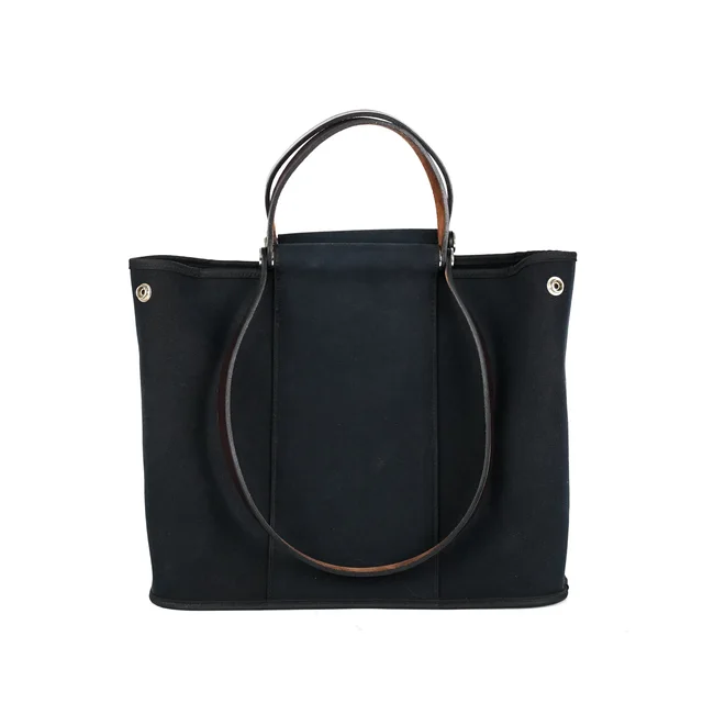 Hermès Bag Black - M Stamp in Black Canvas from The Purse Affair