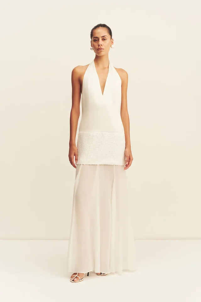 Shona Joy BIANCA HALTER PLUNGED MAXI DRESS - IVORY from Shona Joy, photo 1 of 1