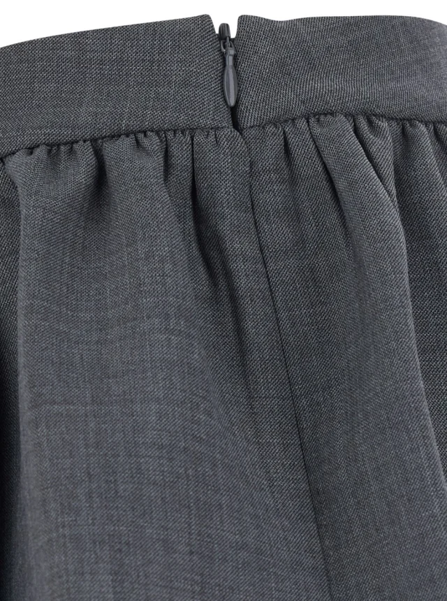 SHUSHU/TONG Gray 'Tuck Detail Pleated Skirt' with Pleats and Stripe Details in Wool and Polyester for Women in Grey 50% Wool 50% Polyester, photo 5 of 6 from Gaudenzi Boutique