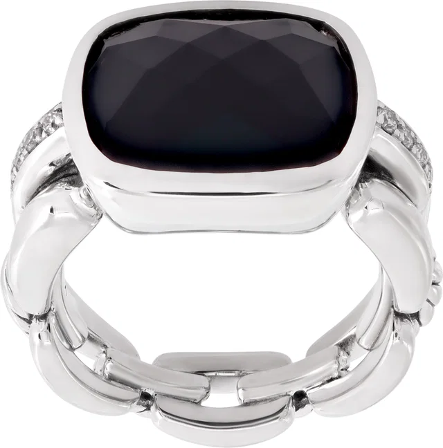 David Yurman diamond cut Onyx ring in Silver Sterling Silver from Gray And Sons