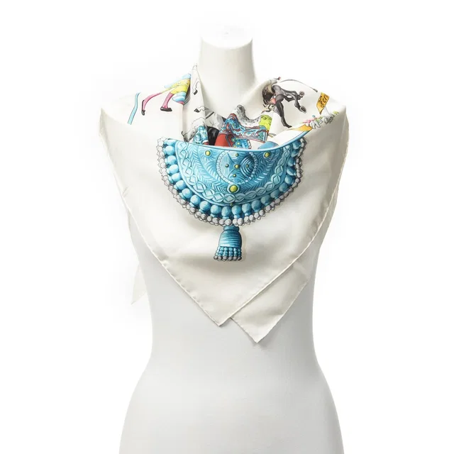 Hermès Scarf White in White Silk from The Reluxe
