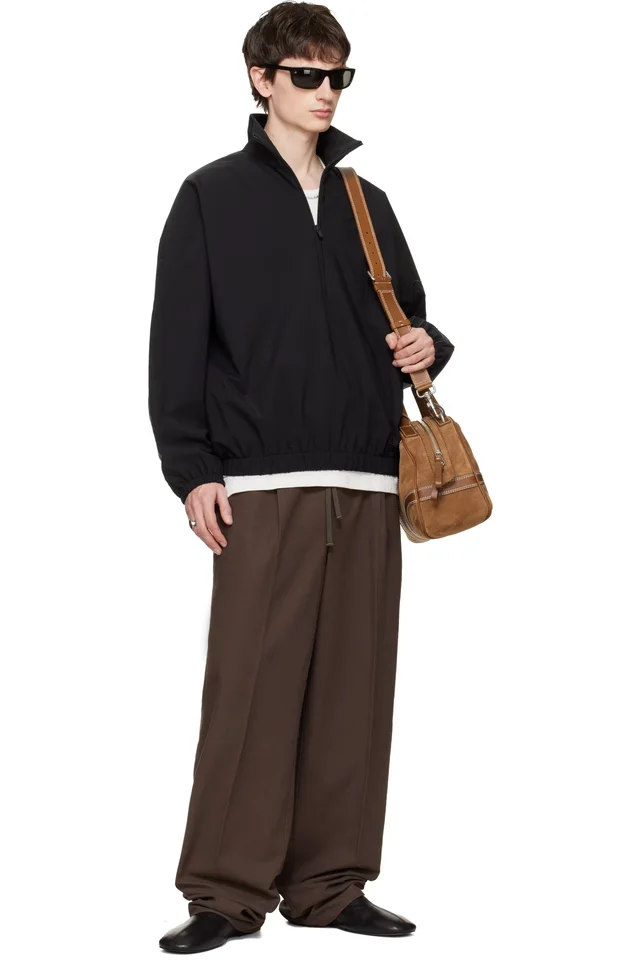 Fear of God ESSENTIALS Black Active Trace Half Zip Track Jacket, photo 4 of 4 from SSENSE