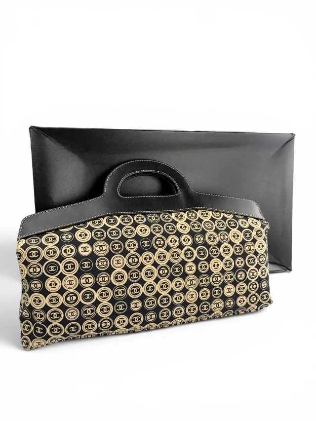 Chanel Vintage CC Motif Jersey Frame Bag in Leather from Season 2 Consign, photo 2 of 11