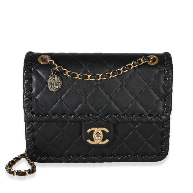 Chanel Black Braided Quilted Calfskin Small My Own Frame Flap Bag in Black Calfskin from myGemma