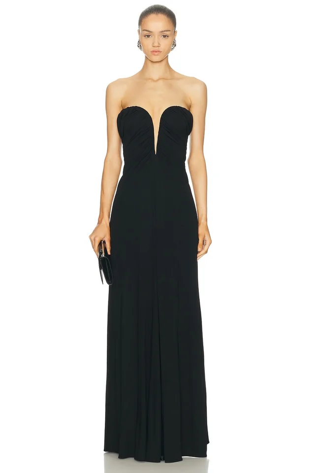 Atlein Bustier Ruched Gown in Black from FWRD, photo 1 of 1