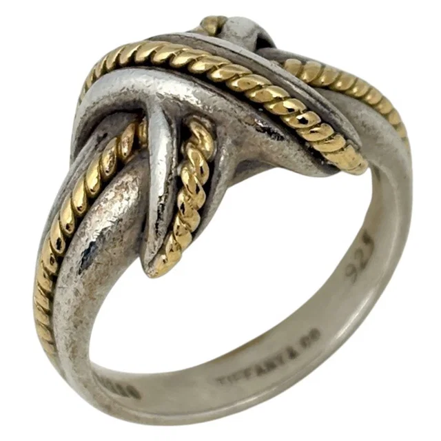 Tiffany & Co. Ring Signature Cross 925 Sterling Silver Gold in Gold from The Reluxe