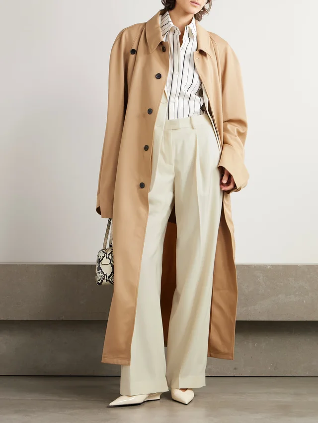 ANOTHER TOMORROW + NET SUSTAIN pleated merino wool-twill wide-leg pants in White, photo 2 of 2 from NET-A-PORTER (Canada)