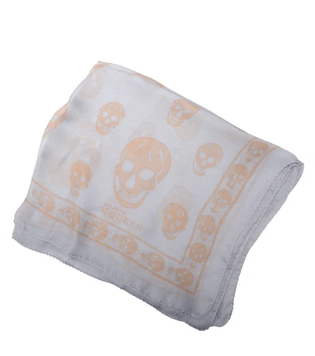 Alexander McQueen Classic Skull Scarf Silk Chiffon, Sky/Blush from Cultstatus, photo 1 of 1