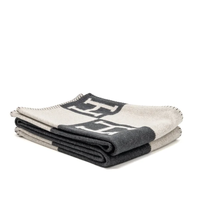 Hermès avalon III throw blanket ecru/gris fon in Grey Cashmere from EMIER