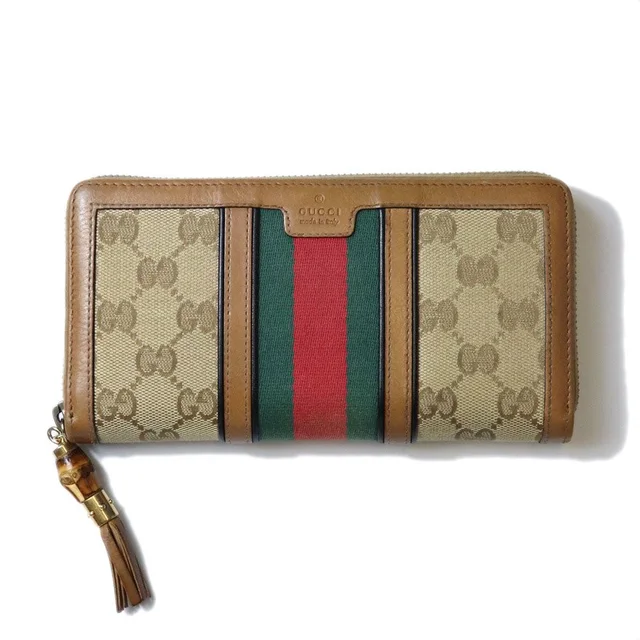 Gucci Wallet GG Canvas Sherry Bamboo Brown Vintage in Brown Canvas from The Reluxe