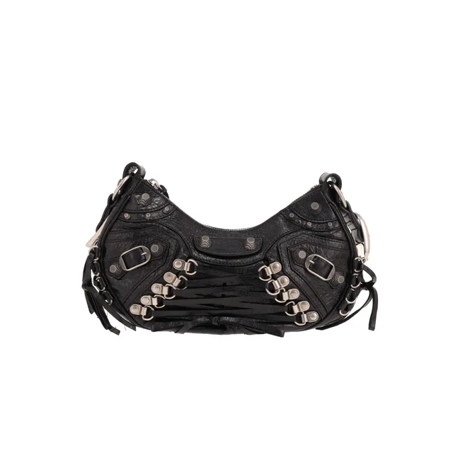 Balenciaga ‘Cagole’ shoulder bag in black distressed leather in Black Leather from Collector Square, photo 2 of 3