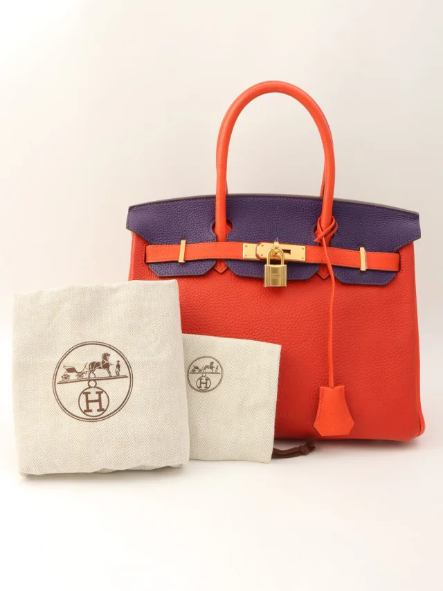Hermès 2012 Made Birkin 30 Rouge Vif/Rouge Pivoine/Ultraviolet in Red Togo leather from VINTAGE QOO TOKYO, photo 12 of 12