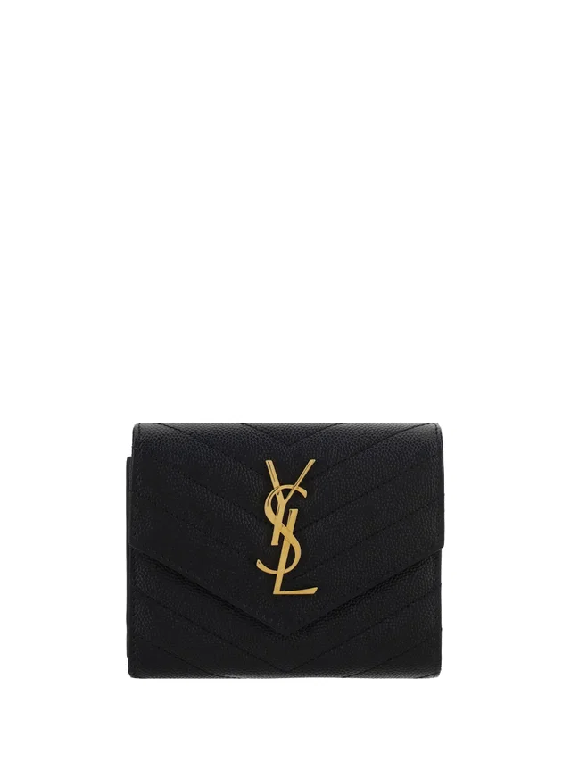 Saint Laurent Cassandre Matelassé Wallet — Black Calf Leather Bos Taurus in Black Calfskin from HEWI