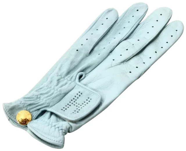 Hermès Sky Blue Leather Golf Driving Glove Size 7 in Blue Leather from Bagriculture