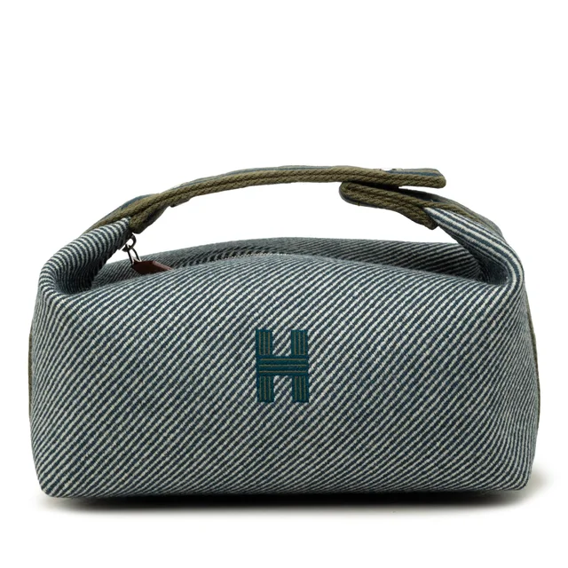 Blue Hermès Small Wool Bride A Brac H Natte Case Vanity Bag in Blue Wool from Designer Revival, photo 1 of 1