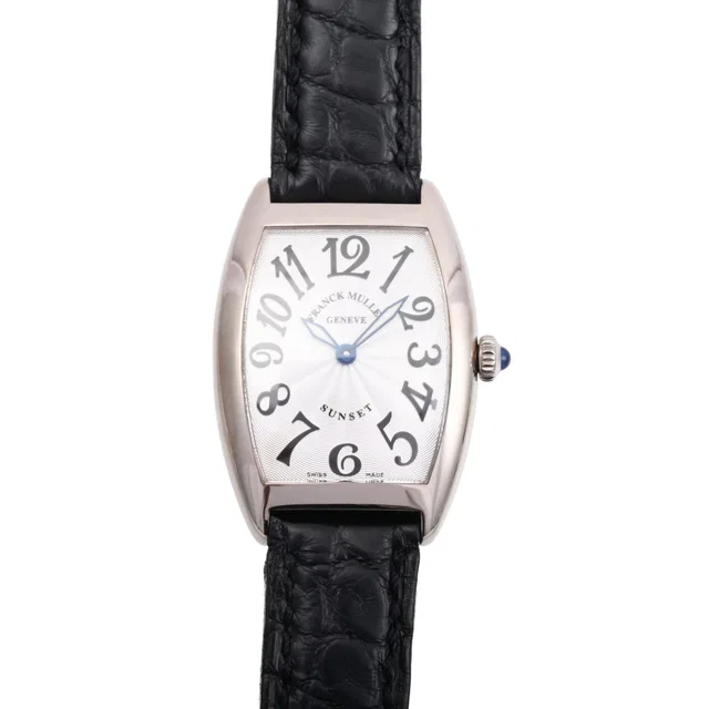 Franck Muller Tonneau Curvex Sunset 1752QZ Quartz Silver in Silver Leather from VINTAGE QOO TOKYO