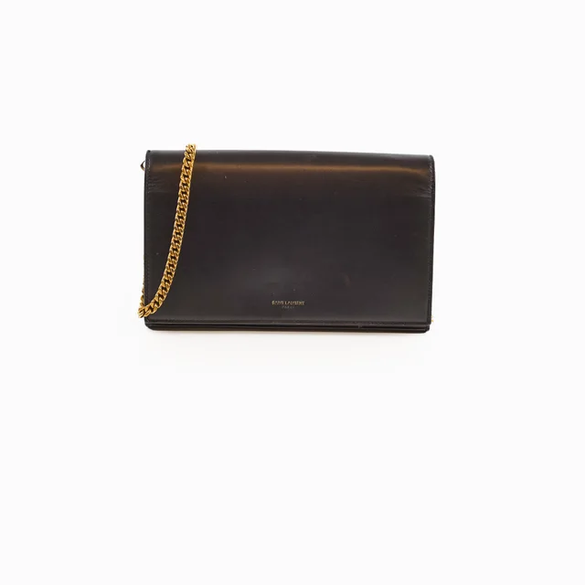 Saint Laurent Plain Black WOC in Black Leather from The Purse Affair
