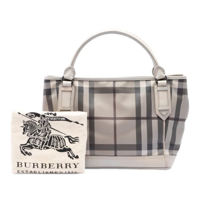 Beige Burberry Smoke Check Coated Canvas Tote in Beige Coated canvas from Designer Revival, photo 7 of 7