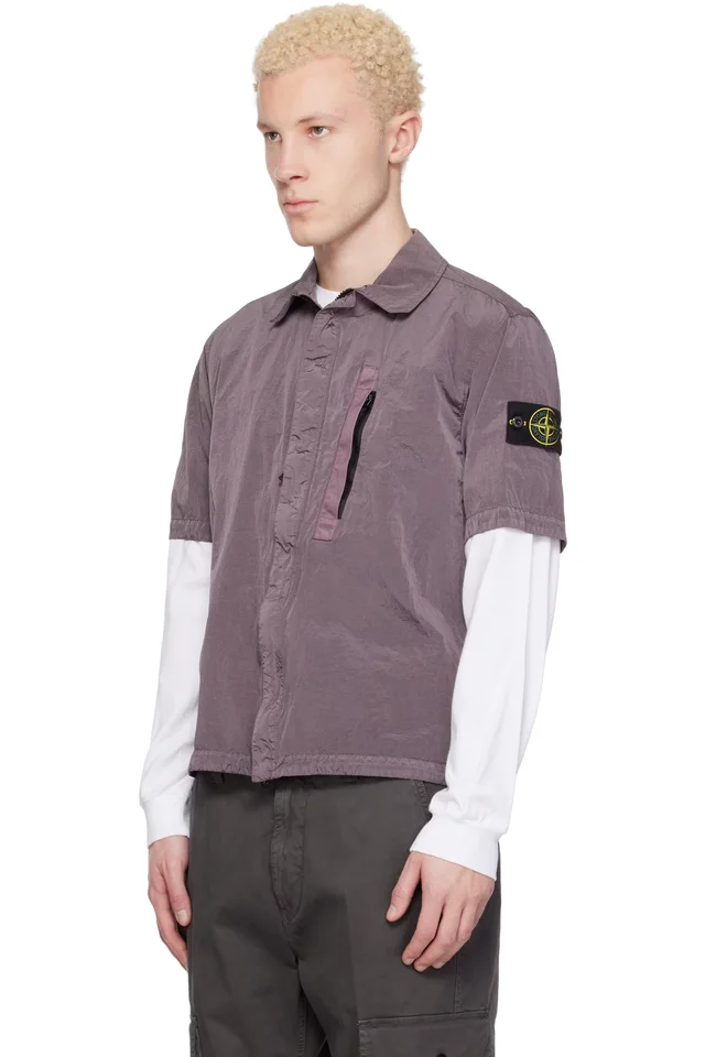 Stone Island Purple 1200028 Nylon Metal ECONYL Shirt, photo 4 of 4 from SSENSE
