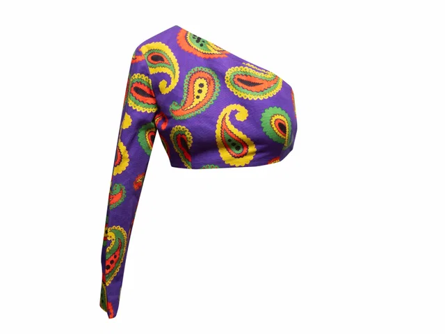 Purple & Multicolor Gucci Paisley One-Sleeve Crop Top Size IT 40 in Purple from Designer Revival