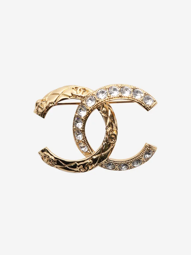 Chanel Gold CC diamante brooch in Gold from Sign of the Times