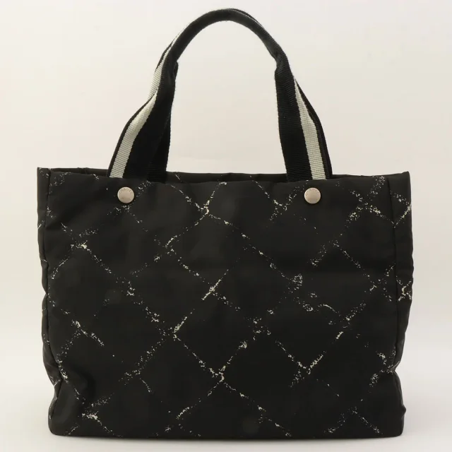 Chanel Circa 1998 Travel Line Tote Bag, Black in Black Nylon from VINTAGE QOO TOKYO, photo 2 of 12