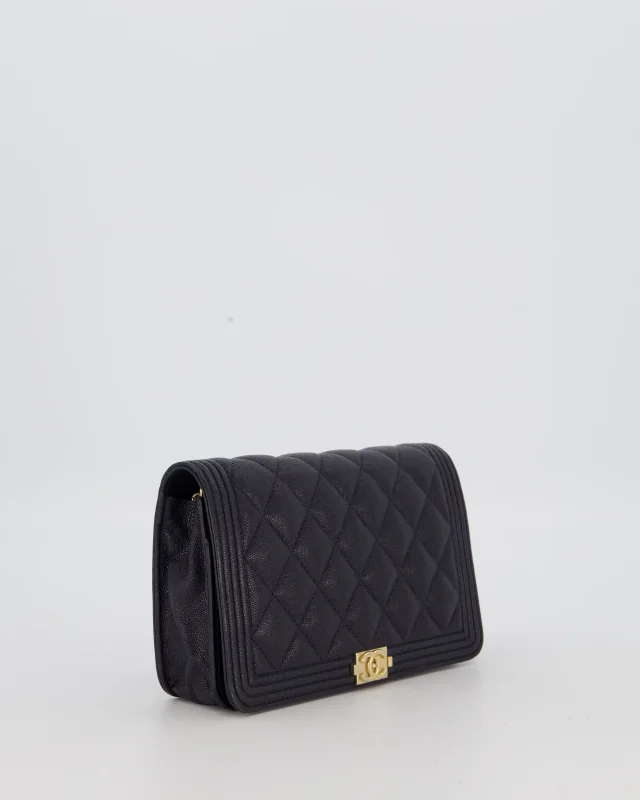 Chanel Navy Boy Wallet on Chain Bag in Navy Caviar leather from Sellier, photo 3 of 19