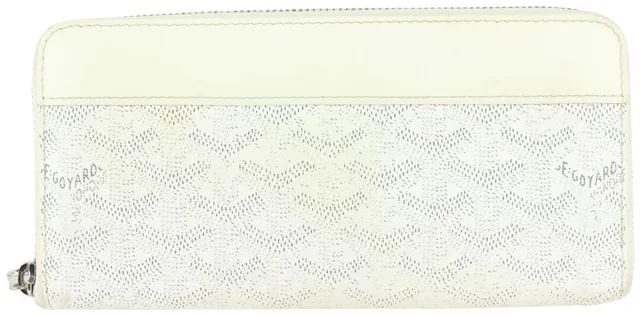 Goyard White Chevron Matignon GM Zip Around Wallet in White Canvas from Bagriculture