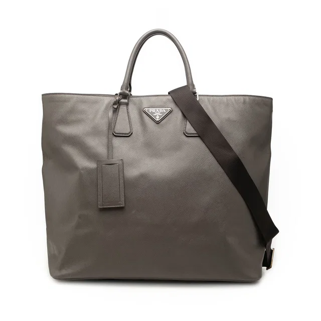 Brown Prada Large Saffiano Shopping Tote Satchel in Brown Saffiano leather from Designer Revival