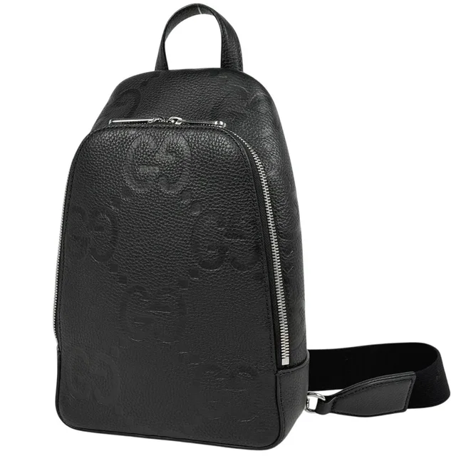 Gucci Jumbo GG Shoulder Bag Cross Leather Black in Black Leather from The Reluxe