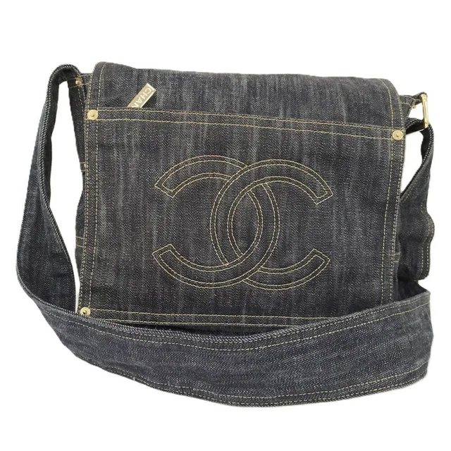 Chanel Sparkling Denim CC Logo Messenger Bag in Denim from The Reluxe