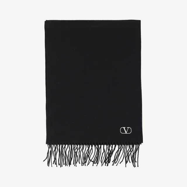 Valentino Garavani Virgin Wool Scarf — Black Scarfs in Black Wool from HEWI