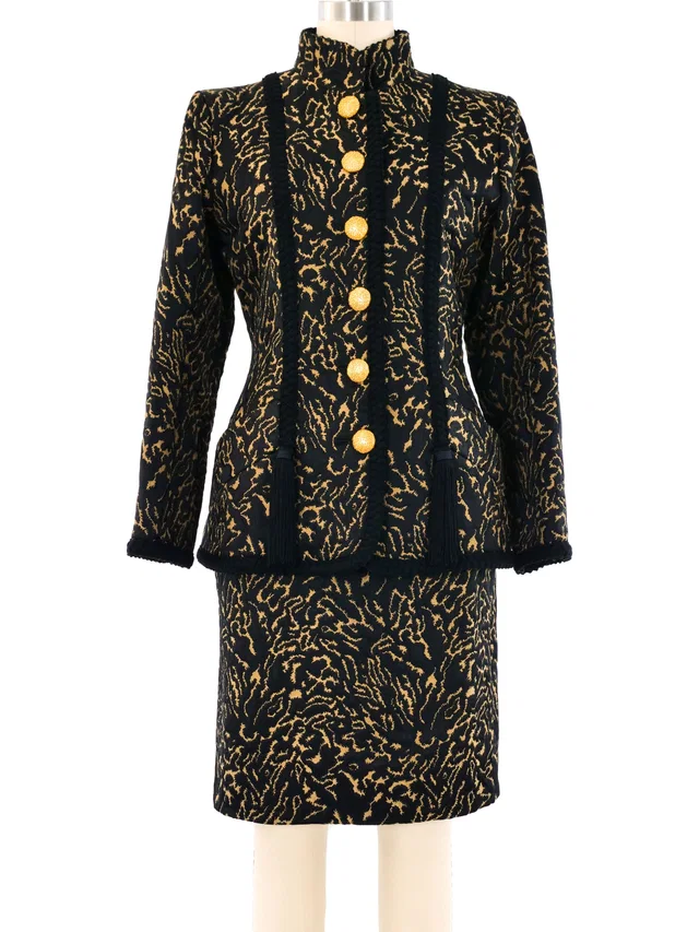 Saint Laurent Brocade Skirt Suit in Wool from Arcade Vintage