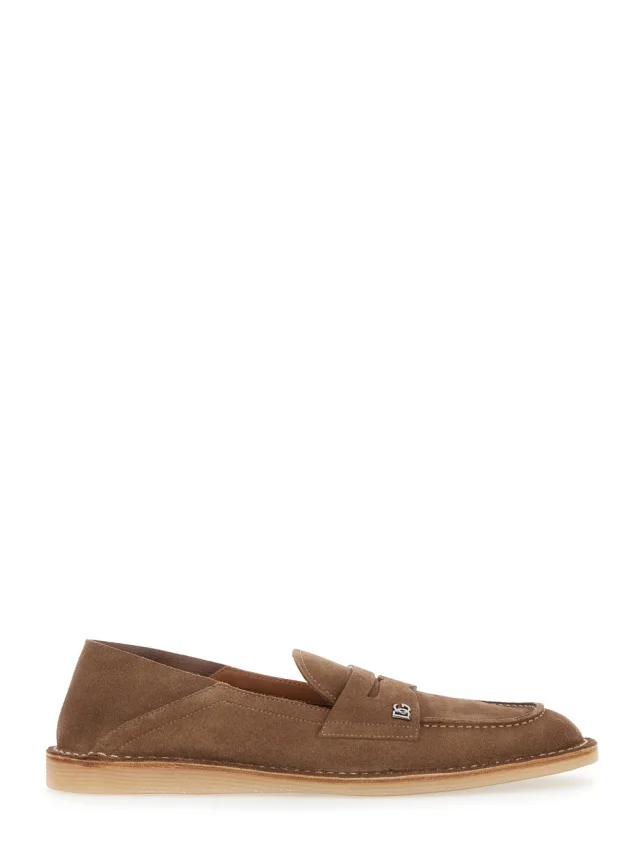 Brown Loafers 'Florio' with DG Logo Detail on the Side in Suede for Men in Brown, image 1 of 1 from Gaudenzi Boutique