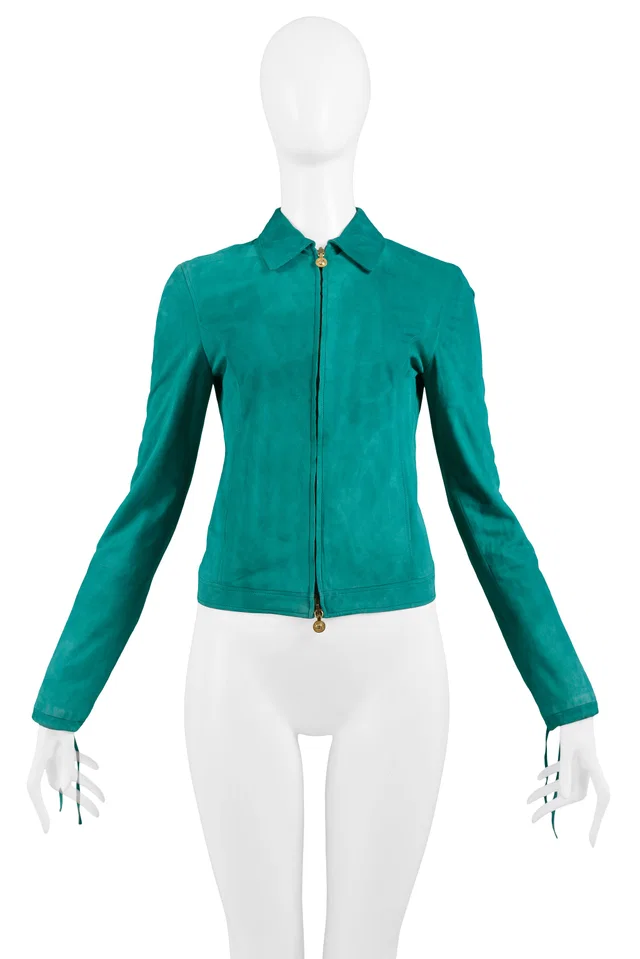 Versace Green Suede Jacket in Green Suede from Resurrection Vintage