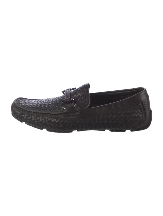 Ferragamo Leather Patterned Loafers in red|brown Leather from The RealReal