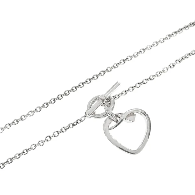 Hermès SV925 Heart Motif Necklace Silver in Silver from VINTAGE QOO TOKYO, photo 2 of 2