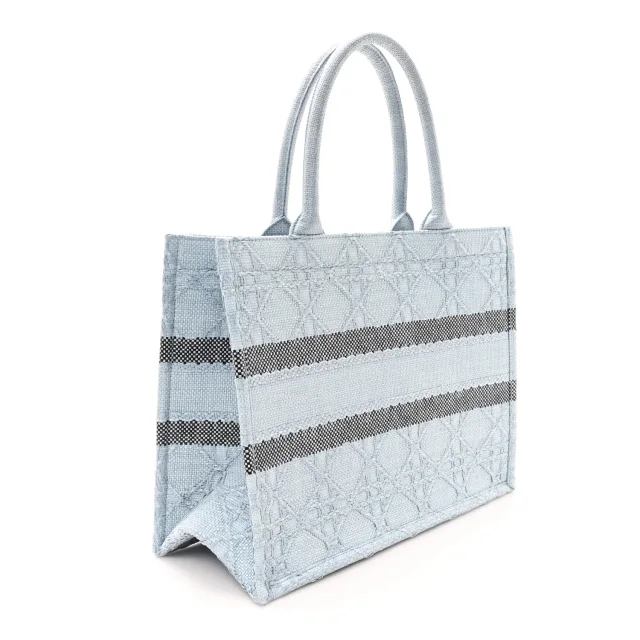 Dior Cannage Medium Book Tote Blue in Blue Raffia from FASHIONPHILE, photo 3 of 11