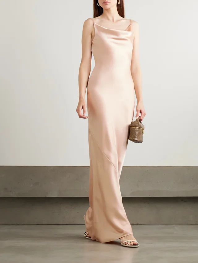 NORMA KAMALI Maria draped satin maxi dress in Pink, photo 2 of 2 from NET-A-PORTER (Canada)