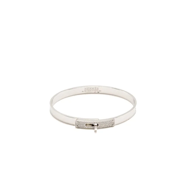 Hermès Size SH Kelly Bracelet, Small Model, White Gold/Diamonds in White from EMIER