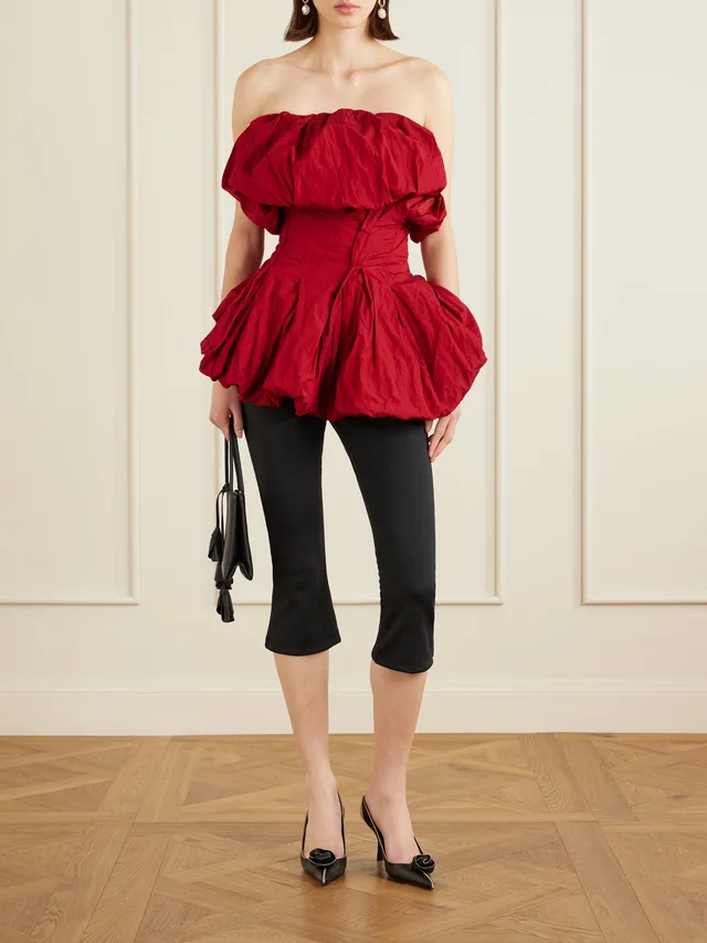 MAGDA BUTRYM Gathered cotton-blend blouse in Red, photo 2 of 2 from NET-A-PORTER (Canada)