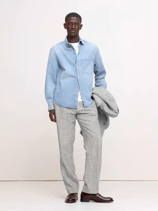 Banana Republic Straight Plaid Linen Suit Pant in Gray Plaid, photo 7 of 7 from Banana Republic (US)