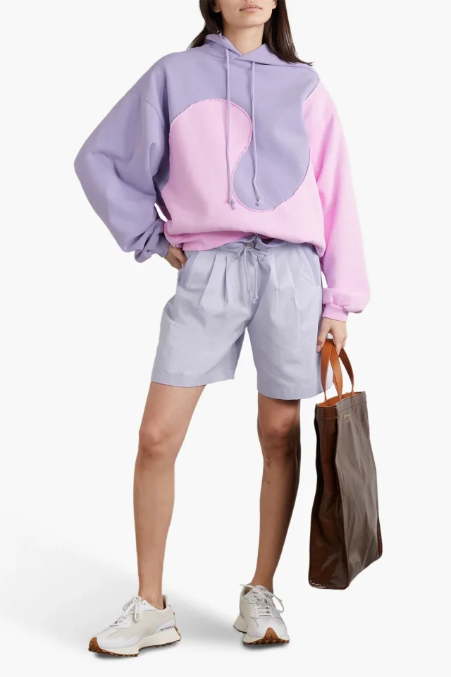 Paradised Valley Pleated Cotton-Twill Shorts in Lilac, photo 2 of 4 from THE OUTNET