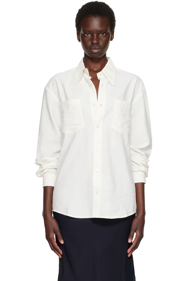 TONYWACK Off-White Silk Crêpe Shirt, image 1 of 1 from SSENSE