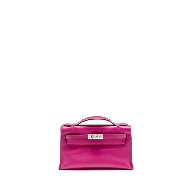Hermès kelly Pochette swift rose Pourpre SHW stamp C in Pink Swift leather from EMIER