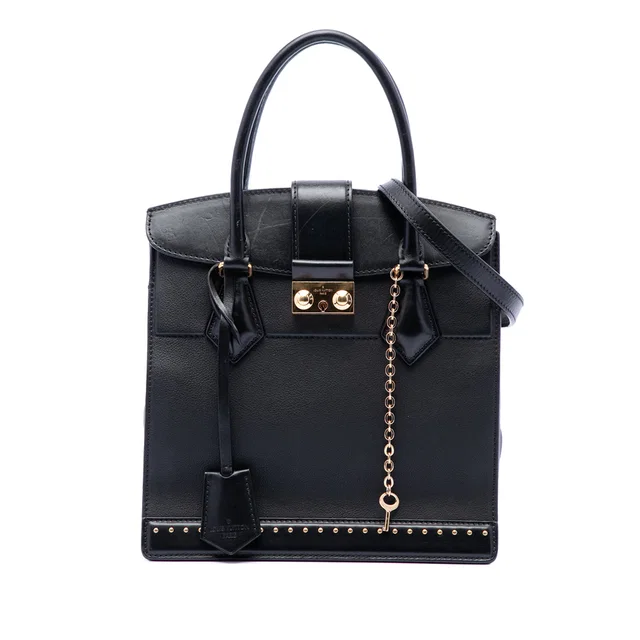Black Louis Vuitton Taurillon Cour Marly PM Satchel in Black Leather from Designer Revival