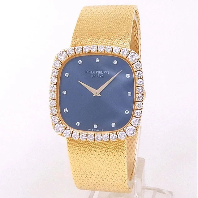 Patek Philippe Vintage Hand Wind Diamond Blue Dial Ladies Watch 3616/2 in yellow|blue|gold from Jomashop.com
