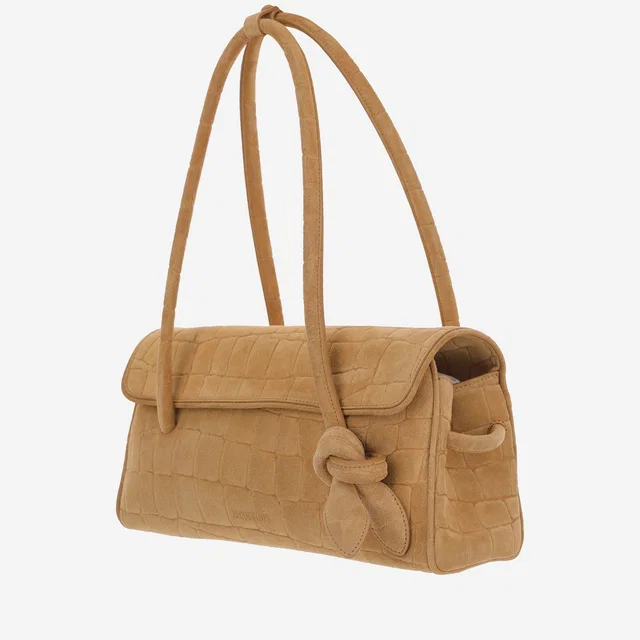 Jacquemus Crocodile-Embossed Suede Shoulder Bag — Beige in Beige Suede from HEWI